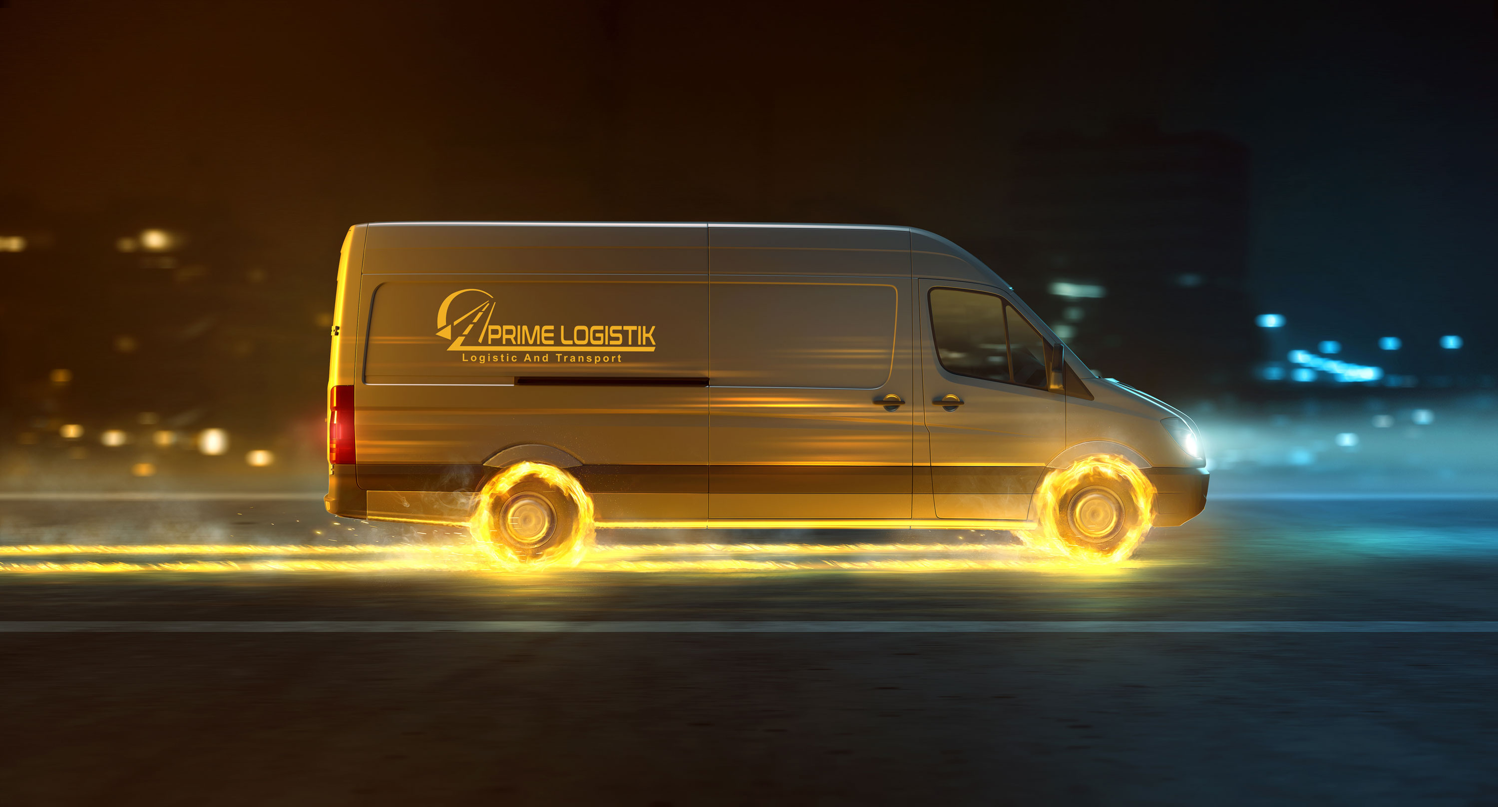 Primelogistik Transporter auf nächtlicher Expressfahrt